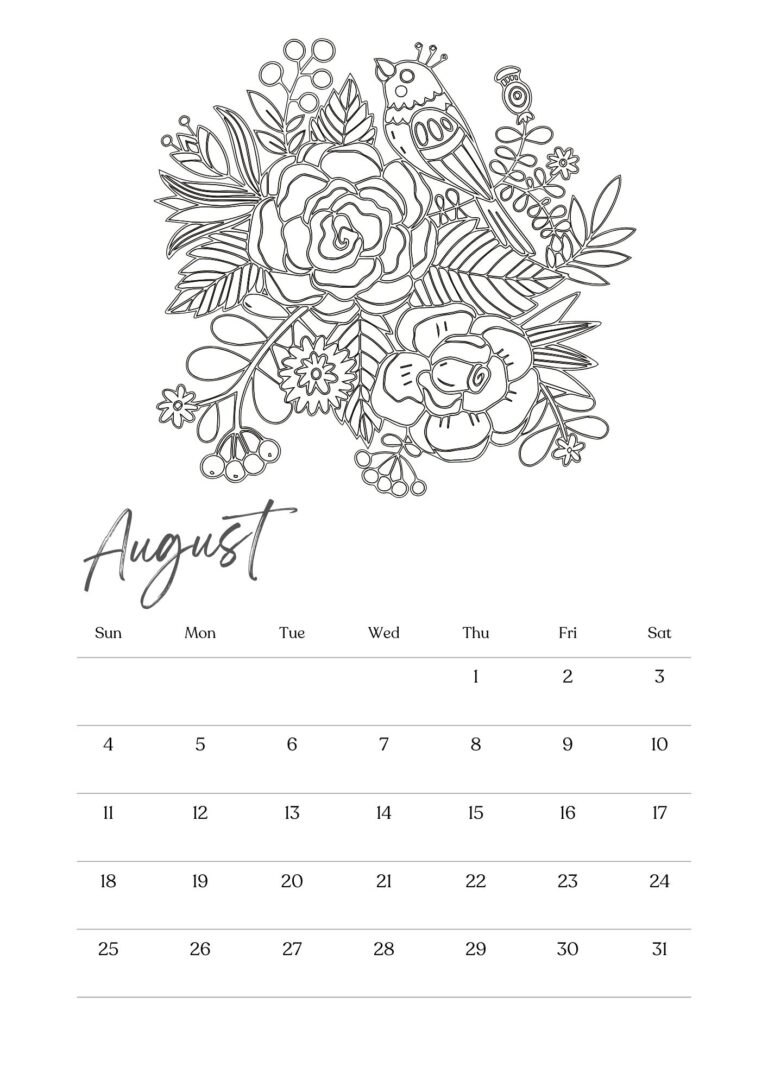 August Calendars - 100% FREE PRINTABLES