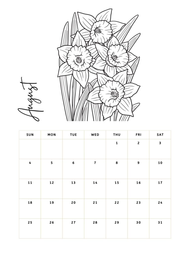 August Calendars - 100% FREE PRINTABLES