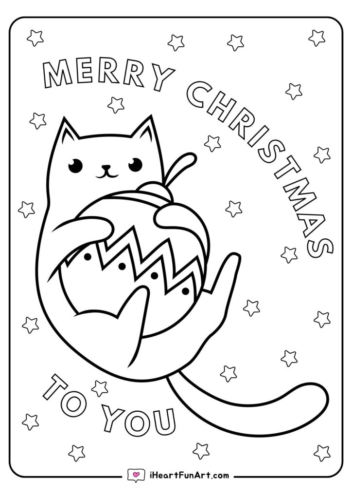 Christmas Cat Coloring Pages - 100% FREE PRINTABLES