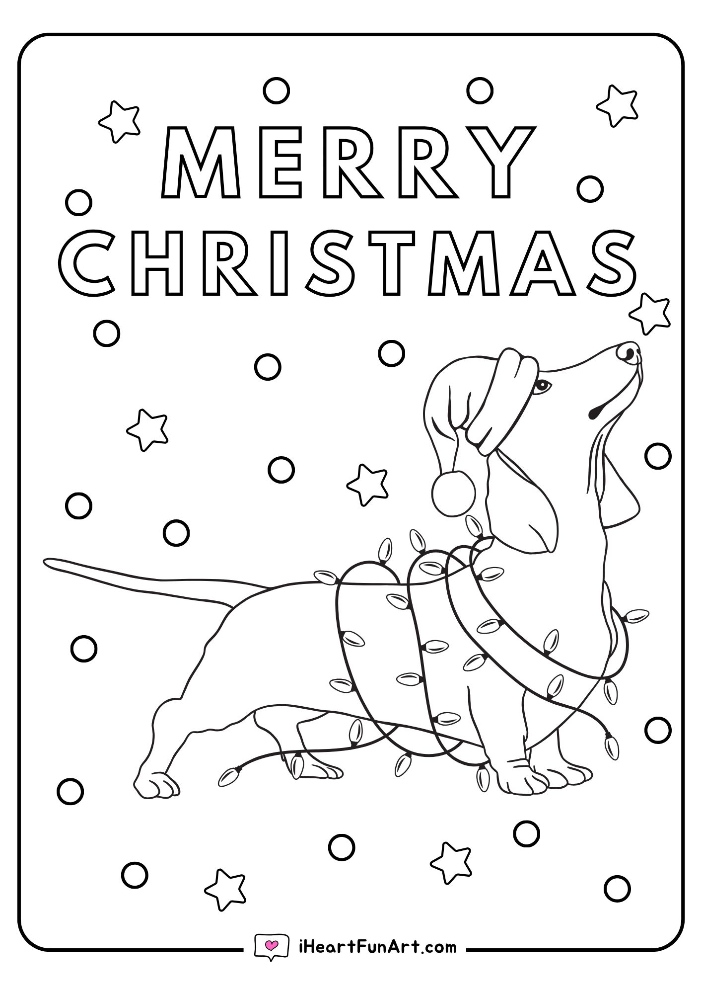 christmas dog coloring page