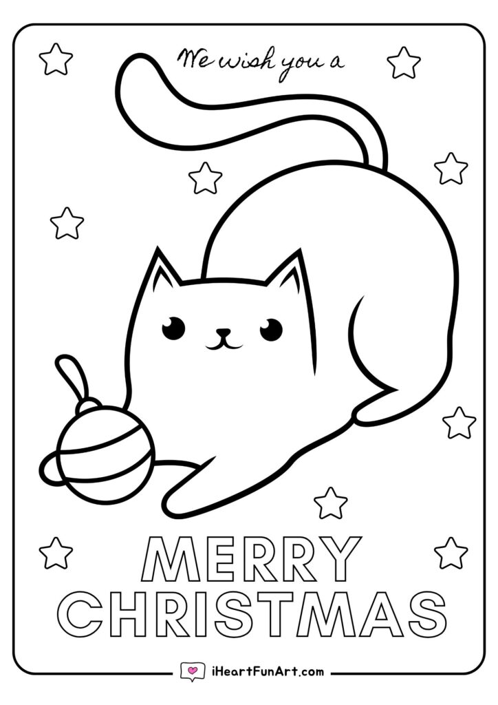 Christmas Cat Coloring Pages - 100% FREE PRINTABLES