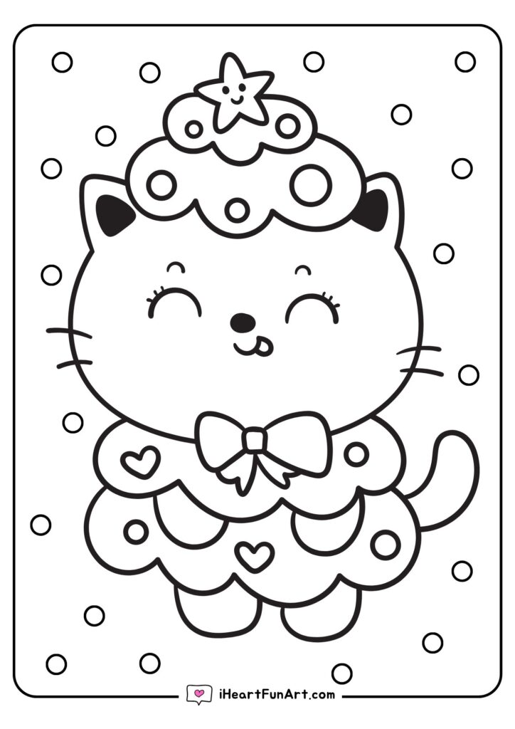 Christmas Cat Coloring Pages - 100% FREE PRINTABLES
