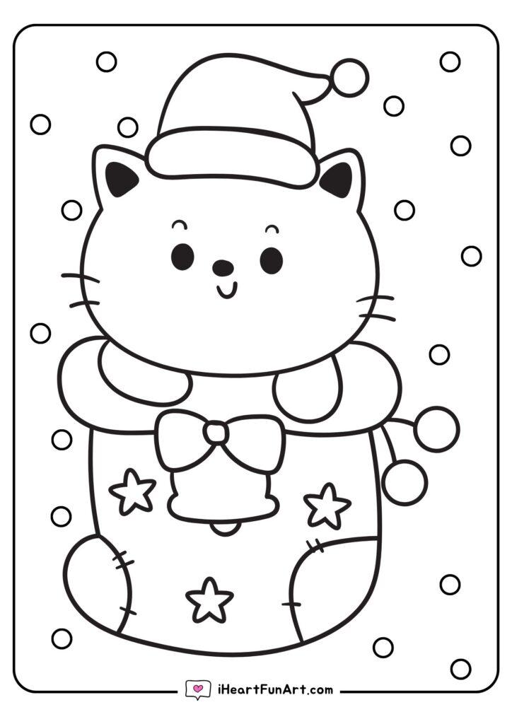 Christmas Cat Coloring Pages - 100% FREE PRINTABLES