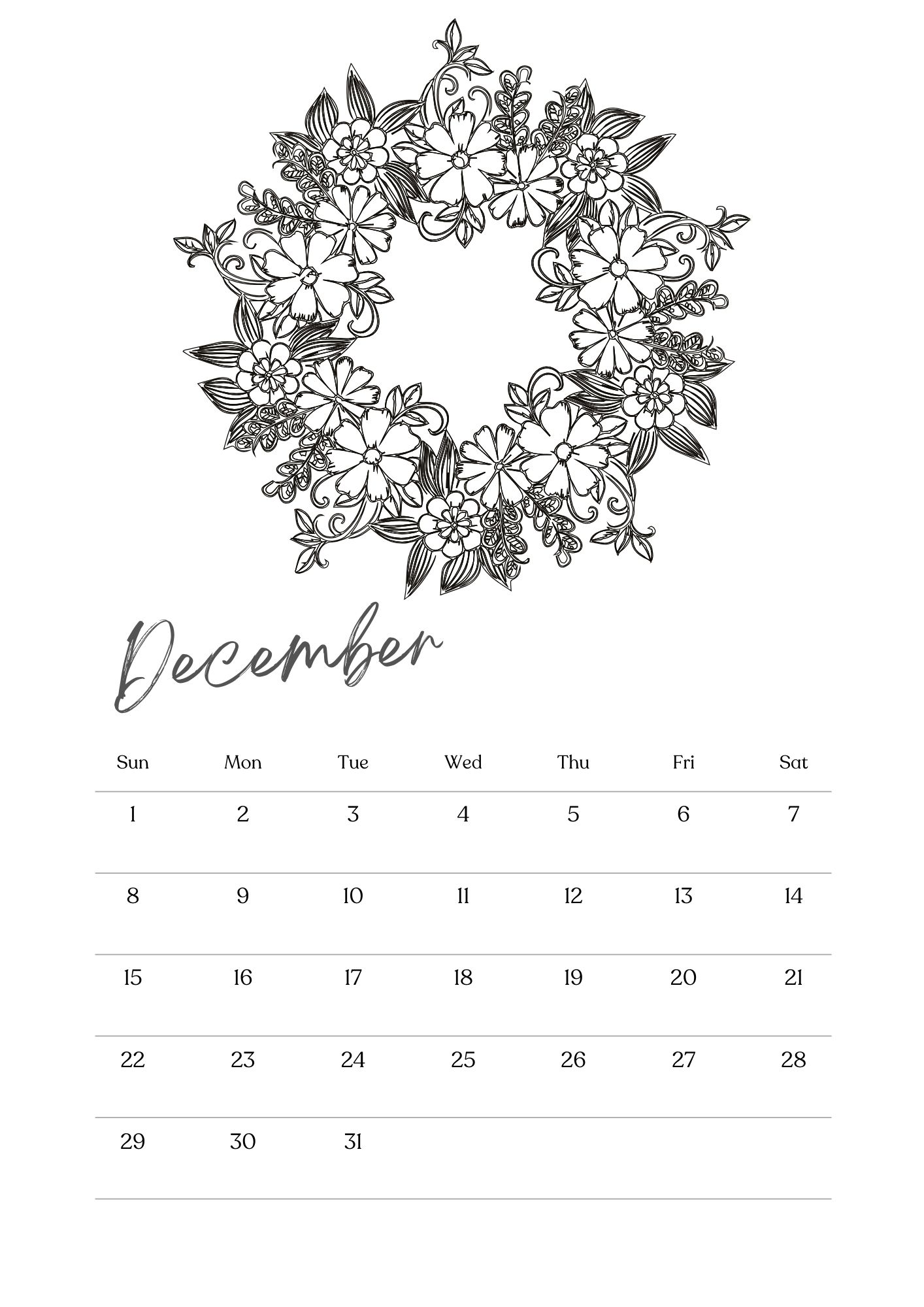 December Calendars 100 FREE PRINTABLES