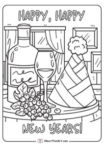 happy new year coloring page