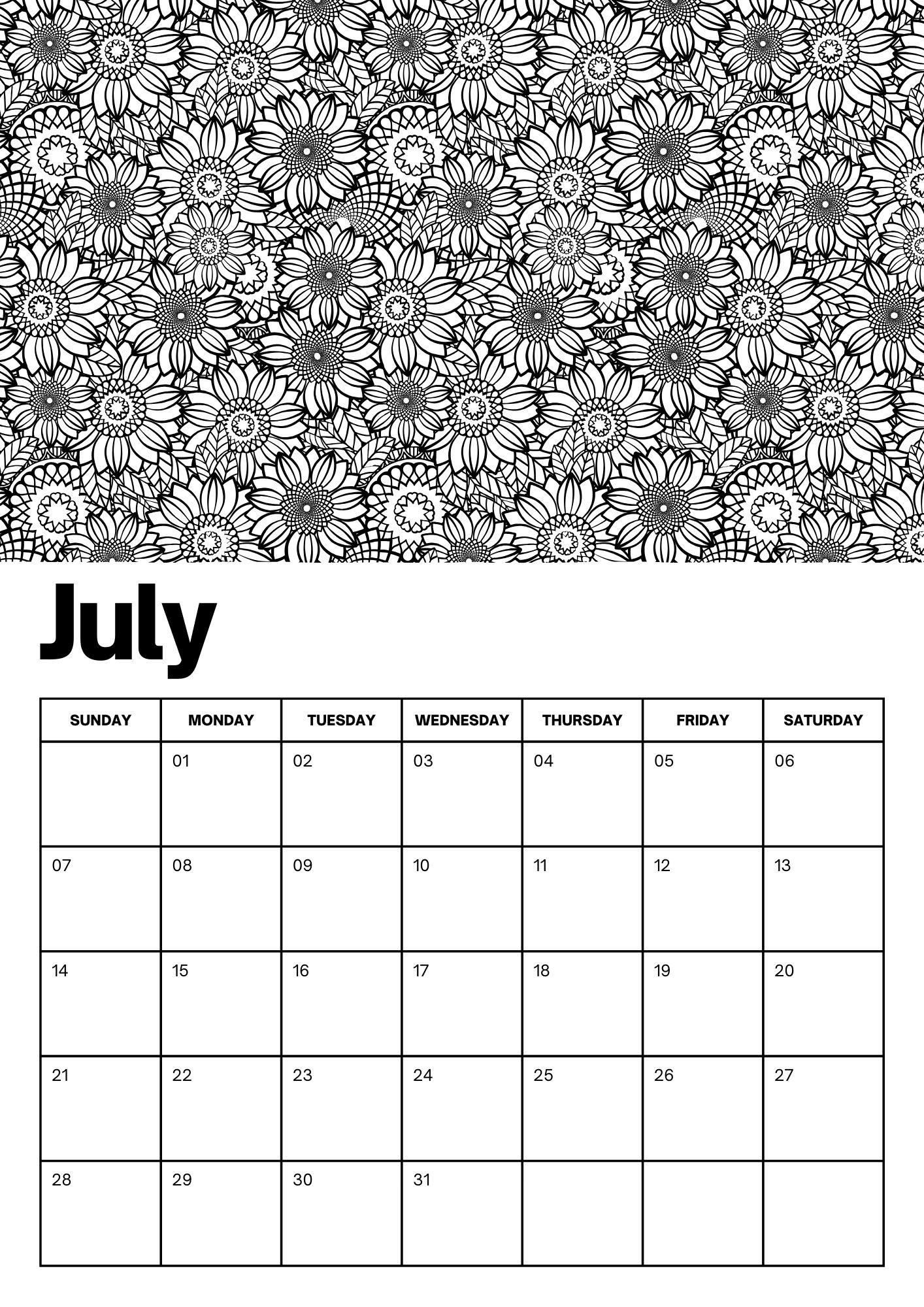 July Calendars - 100% FREE PRINTABLES