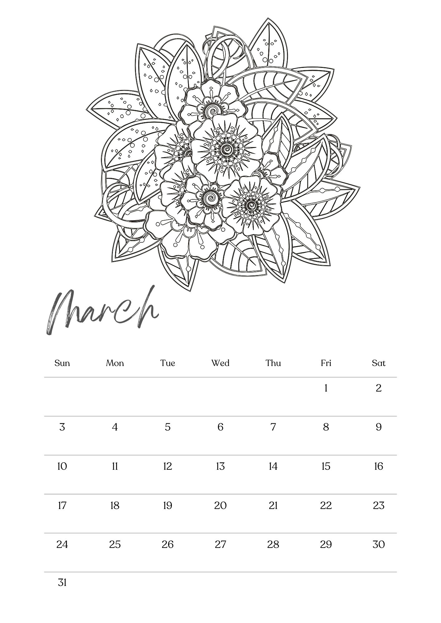 March Calendarss 100 FREE PRINTABLES