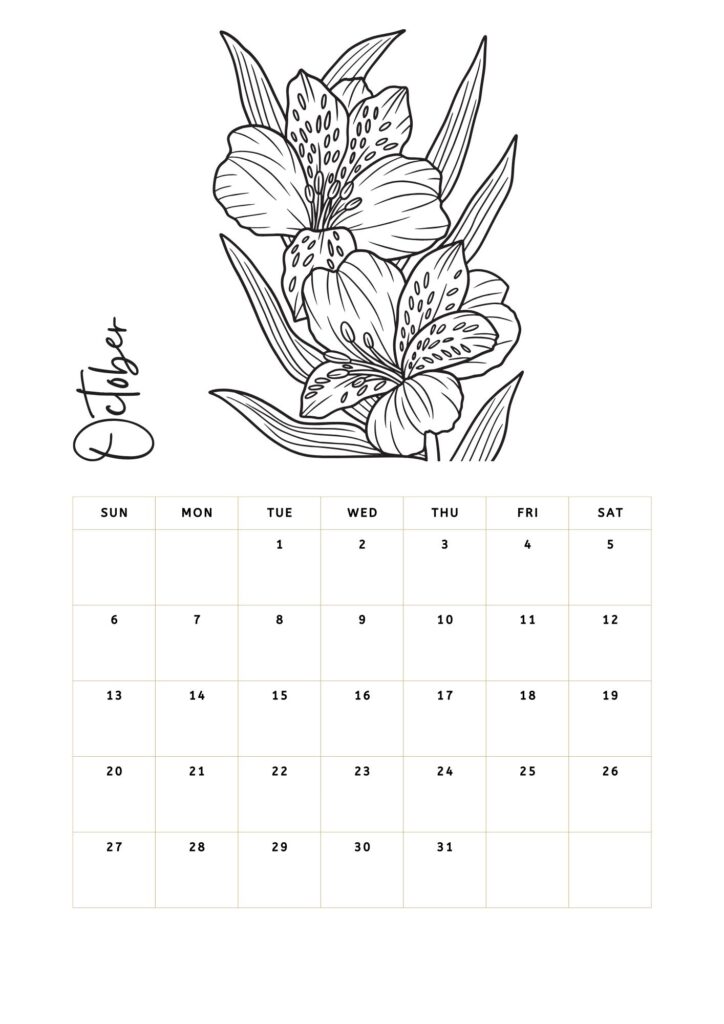 October Calendars - 100% FREE PRINTABLES